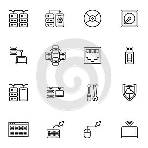 Data connection line icons set