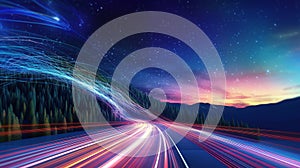 Data connection speed line. Futuristic network representation, Generative AI