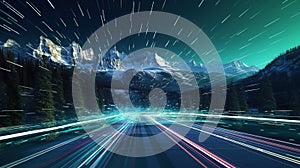 Data connection speed line. Futuristic network representation, Generative AI