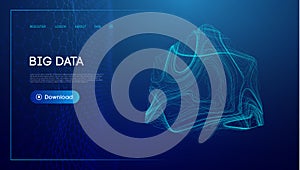 Data cube blockchain technology background. Futuristic network vector illustration.