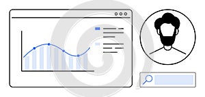 Data Dashboard with Analytics Chart and User Profile for Business Insights