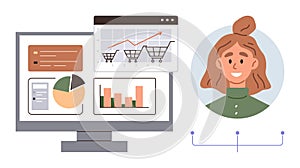 Data Dashboard with Analytics Charts and Profile of a User