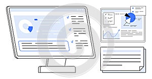 Data Dashboard Displayed on Monitor with Analytics and Report Highlights