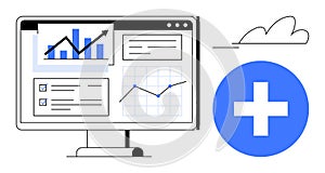 Data Dashboard Displaying Analytics, Charts, and Metrics for Digital Insights and Performance Reports
