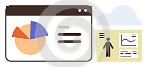 Data Dashboard with Pie Chart, Cloud, and Analytics Panel for Insights and Reporting