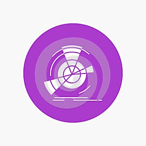 Data, diagram, performance, point, reference White Glyph Icon in Circle. Vector Button illustration