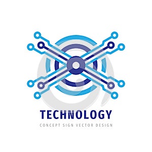 Data digital electronic technology - vector logo template for corporate identity. Abstract computer chip sign. Network, internet