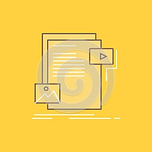 data, document, file, media, website Flat Line Filled Icon. Beautiful Logo button over yellow background for UI and UX, website or