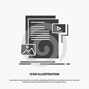data, document, file, media, website Icon. glyph vector gray symbol for UI and UX, website or mobile application