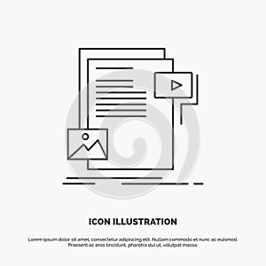data, document, file, media, website Icon. Line vector gray symbol for UI and UX, website or mobile application