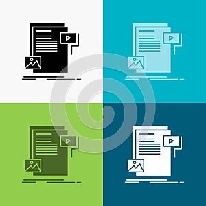 data, document, file, media, website Icon Over Various Background. glyph style design, designed for web and app. Eps 10 vector