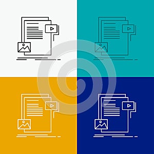 data, document, file, media, website Icon Over Various Background. Line style design, designed for web and app. Eps 10 vector