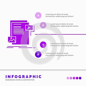 data, document, file, media, website Infographics Template for Website and Presentation. GLyph Purple icon infographic style