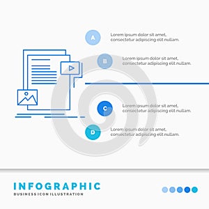 data, document, file, media, website Infographics Template for Website and Presentation. Line Blue icon infographic style vector