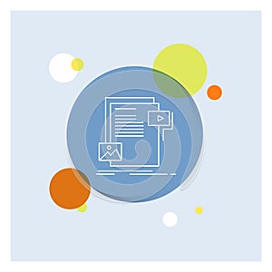 data, document, file, media, website White Line Icon colorful Circle Background