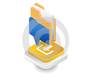 Data download folder in flat isometric illustration design