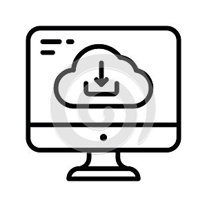 Data Download vector outline Icon Design illustration. Cloud computing Symbol on White background EPS 10 File