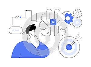 Data-Driven Decision Support by AI abstract concept vector illustration.