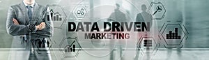 Data driven marketing concept on abstrack toned image. photo