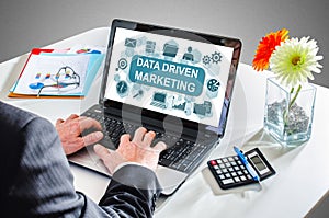 Data driven marketing concept on a laptop screen photo
