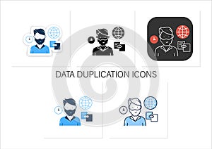 Data duplication icons set