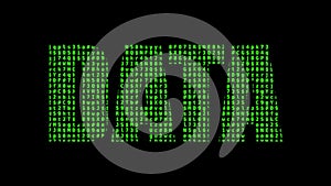 Data. Encrypted Digital Information in green font on dark background.