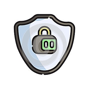 Data Encryption Icon Vector Illustration. Flat Outline Cartoon. Cyber Security Icon Concept Isolated Premium Vector