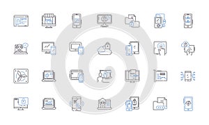 Data encryption line icons collection. Cryptography, Privacy, Security, Encryption, Decryption, Cipher, Algorithm vector