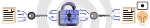 Data Encryption Process with Keys and Technology Elements for Cybersecurity Concept
