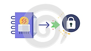Data Encryption Secure Document Flow Icon, Digital Security, vector design Generative AI