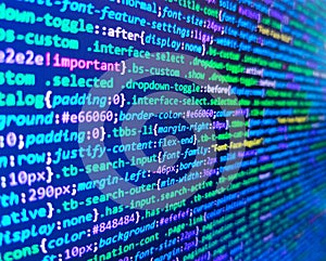 Data encryption security code on a computer display. Tensorflow AI concept. Data encryption security code on a computer display,