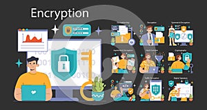 Data encryption set. Personal information, internet access or database