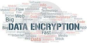 Data Encryption vector word cloud, made with text only.