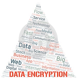 Data Encryption vector word cloud, made with text only.