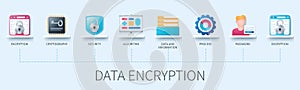 Data encryption web vector infographics in 3d style