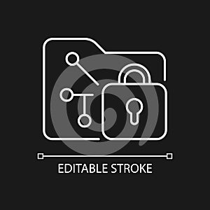 Data encryption white linear icon for dark theme