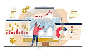 Data engineering flat vector illustration or operational uses