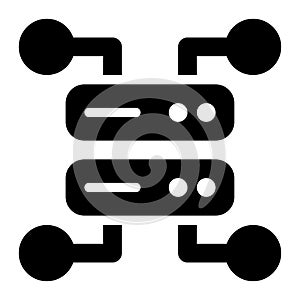 Centralized Database, Data Storage Glyph Solid Icon