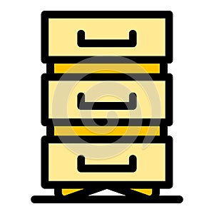 Data file drawer icon color outline vector