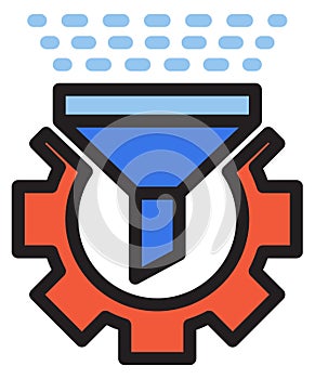 Data filter settings. Computer analysis technology icon