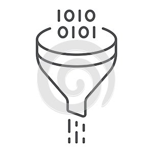 Data filter thin line icon, data and analytics