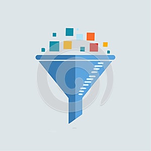 Data Filtering and Information Processing Funnel Icon