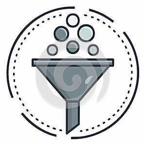 Data Filtering and Processing Funnel Icon