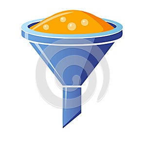 Data filtering and sorting process with funnel and circular arrows icon