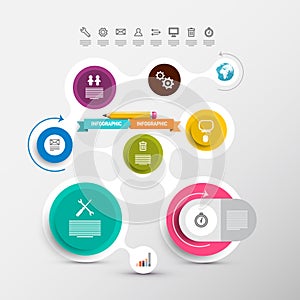 Data Flow Chart. Vector Circle Labels Set