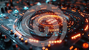 Data flow concept, big data technology and data science illustration, visualizing complex information. Generative AI