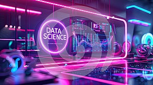 Data flow concept, big data technology and data science illustration, visualizing complex information. Generative AI