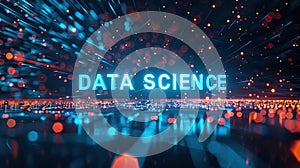 Data flow concept, big data technology and data science illustration, visualizing complex information. Generative AI