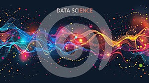 Data flow concept, big data technology and data science illustration, visualizing complex information. Generative AI