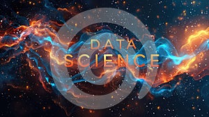 Data flow concept, big data technology and data science illustration, visualizing complex information. Generative AI